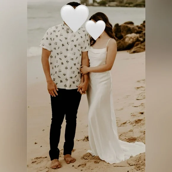 Lulu’s Silk Flowy White Dress - Picture 3 of 4